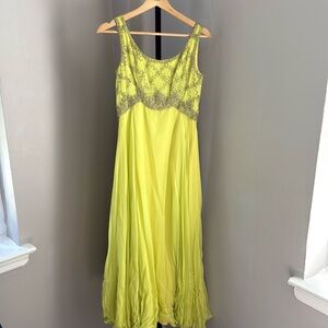 VTG Mike Bennet Formals Lime Yellow Dress Prom Formal Medium 6